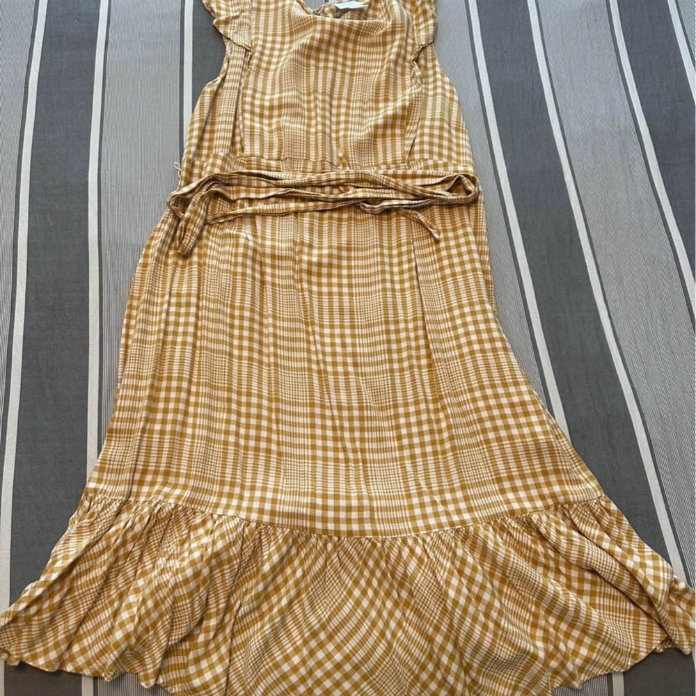 Motherhood Maternity Yellow Plaid Sleeveless Dress
